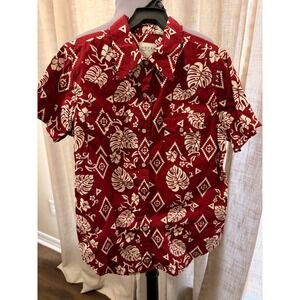 NWT Roper Girls Red Tropical Western Button Down Shirt 0 Size L 10-12